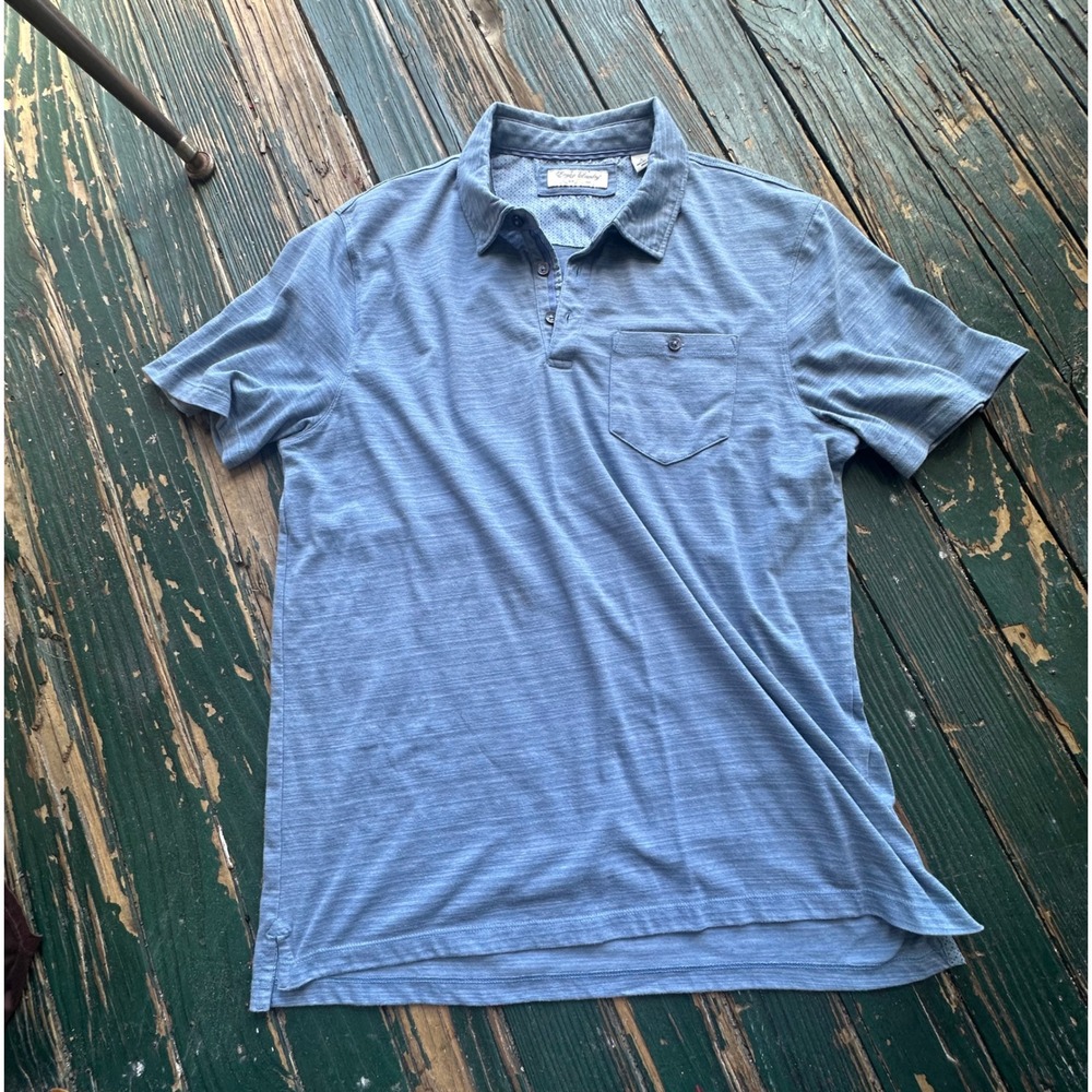 English Laundry Mens Blue Slub Knit Short Sleeve Pocket Polo Shirt Large A3858